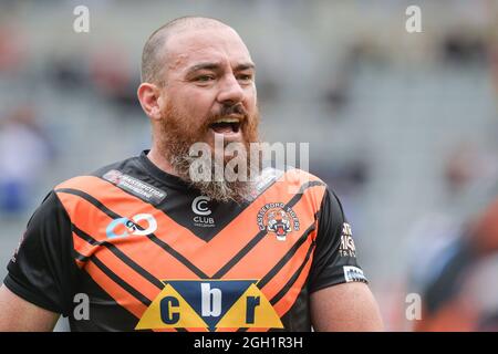 Newcastle, England - 4. September 2021 - Grant Millington von Castleford Tigers beim Aufwärmen in der Rugby League Betfred Super League Magic Weekend Castleford Tigers vs Salford Red Devils im St James' Park Stadium, Newcastle, Großbritannien Credit: Dean Williams/Alamy Live News Stockfoto