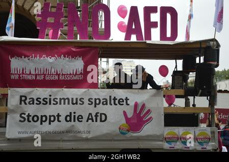 Demonstration für die solidarische Gesellschaft in Berlin, Deutschland - 4. September 2021. Stockfoto