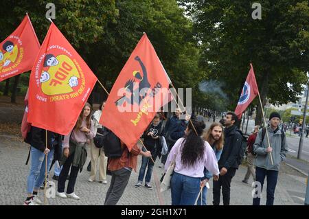 Demonstration für die solidarische Gesellschaft in Berlin, Deutschland - 4. September 2021. Stockfoto