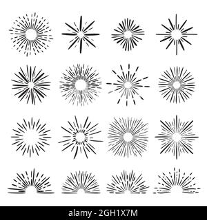 Sunburst Pack handgezeichnete Vektorgrafik. Stock Vektor
