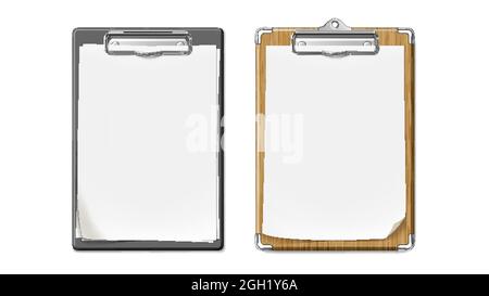 Clip Board Mit Holz Und Kunststoff Schreibtisch Set Vektor Stock Vektor