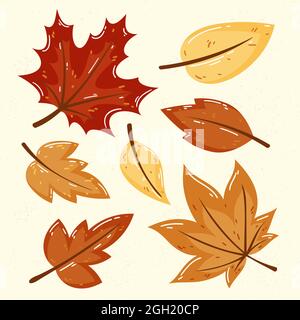 Handgezeichnete Herbstblätter Set Vektor-Illustration. Stock Vektor