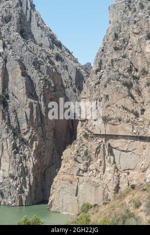 Spanien: Die Desfiladero de los Gaitanes am südlichen Ende der Caminito del Rey Gehweg Stockfoto