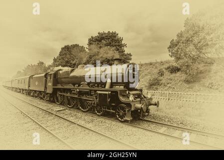 Sierra Leone 45627as der Cumbrian Mountain Express, der am 4. September 2021 durch Long Preston fährt. Railway Touring Company und WCR Ltd Stockfoto