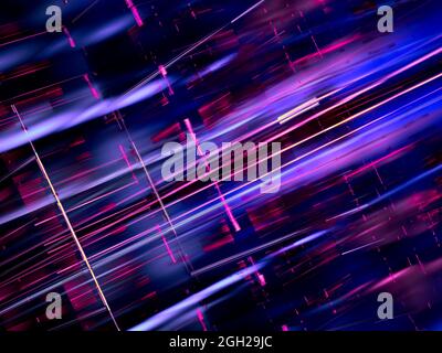 Abstrakt glänzender Hintergrund mit chaotischen geraden Linien - 3d-Illustration Stockfoto