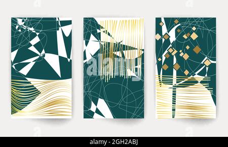 Moderne abstrakte Malerei. Satz geometrischer Formen. Abstrakte handgezeichnete Design-Elemente mit Aquarelleffekt. Stock Vektor