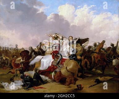 The Battle of Bosworth Field von Abraham Cooper, Öl auf Leinwand, 1790 Stockfoto