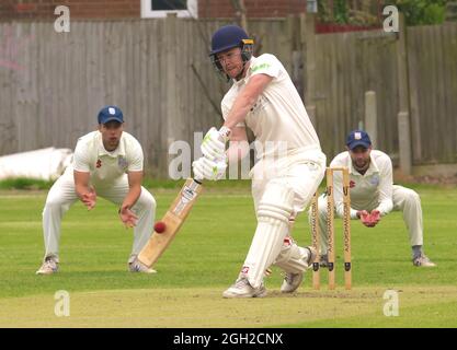 London, Großbritannien. 4. September 2021. South London, Großbritannien. Matthew Read hat sich für Dorking geschlagen, als sie Dulwich CC im Spiel der Surrey Championship Division 2 in Dulwich, South London, antreten. David Rowe/ Alamy Live News Stockfoto