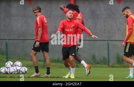 Belgiens Eden Hazard, das während einer Trainingseinheit der belgischen Fußballnationalmannschaft Red Devils abgebildet wurde, um drei Qualifikationsspiele für das Jahr 2022 vorzubereiten Stockfoto