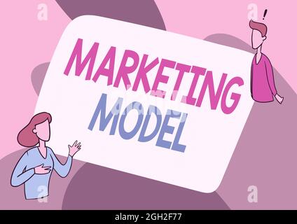 Text zeigt Inspiration Marketing Model, Word für statistische Analyse likemultivariate Regressionen auf Verkäufe Lady Illustration having Exploratory Con Stockfoto