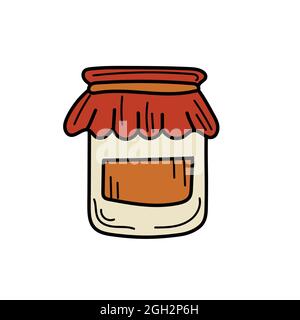 Jam JAR – Vektorskizzensymbol auf dem Hintergrund isoliert. Handgezeichnetes Jam-Symbol auf Weiß Stock Vektor