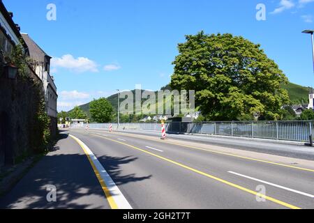 Uferstraße in Alf an der Mosel Stockfoto