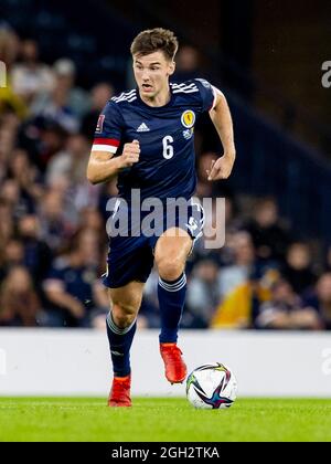 Glasgow, Schottland, Großbritannien. . September 2021. 4. September 2021; Hampden Park, Glasgow, Schottland: FIFA Fußball-Weltmeisterschaft 2022, Schottland gegen Moldawien: Kieran Tierney aus Schottland Credit: Action Plus Sports Images/Alamy Live News Stockfoto
