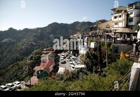 Eine allgemeine Ansicht von Indiens einer der berühmten Hill Station 'Mussoorie' in der Nähe von Dehradun, die sich in Uttarakhand, Indien, befindet. Stockfoto