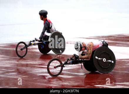 Der britische David Weir, der am 12. Tag der Paralympischen Spiele in Tokio 2020 im Olympiastadion am Männer-Marathon T54 teilgenommen hatte. Bilddatum: Sonntag, 5. September 2021. Stockfoto