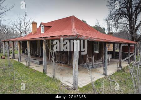 Wiederaufbauprojekt Wiederherstellung der Pioniergemeinde Abington Downs in den New England Tablelands in NSW in Australien. Stockfoto