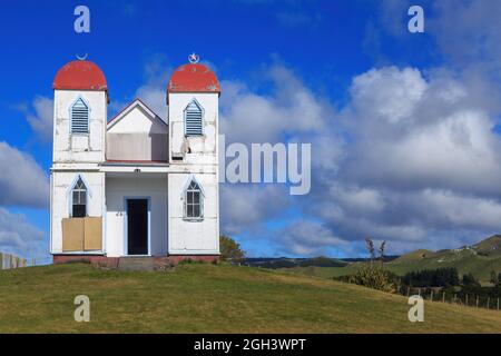 Die historische Ratana Kirche in Raetihi, Neuseeland. Die Ratana-Bewegung ist eine Maori-Konfession des Christentums Stockfoto