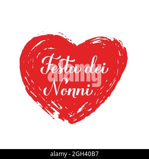 Festa dei Nonni - Großeltern-Tag auf Italienisch. Kalligraphie-Handschriftzug. Grußkarte für Großmutter und Großvater. Vektorvorlage für Banner, Stock Vektor
