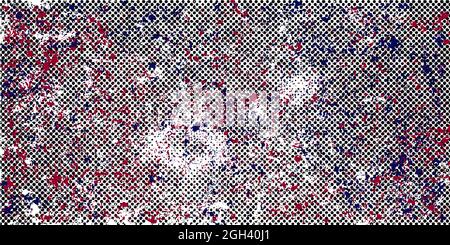 Mehrfarbiger Grunge-Hintergrund. Distress Textur von Flecken, Flecken, Tinte, Punkten, Kratzern. Schmutziges künstlerisches Design-Element für Web, Print, Vorlage Stock Vektor