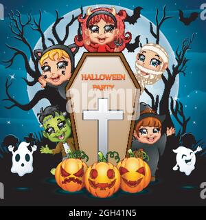 Kleiner Zombie und Geist sind die halloween Party Stock Vektor