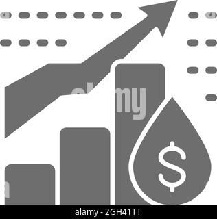 Graues Symbol der Ölpreiskarte. Isoliert auf weißem Hintergrund Stock Vektor