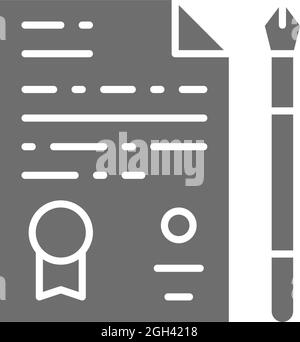 Rechtliches Dokument, Vereinbarung, Datei, graues Symbol der Anwendung. Stock Vektor