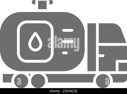 Tankwagen, Auto mit Öltank, Wassertransfer, graues Transportsymbol. Stock Vektor