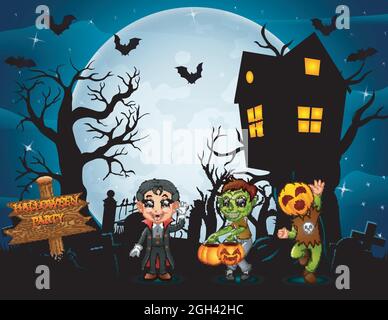 Kleiner Zombie zur Feier von halloween Stock Vektor