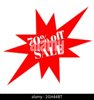 70 % Rabatt auf den Aufkleber für Werbeaktionen Stockfoto