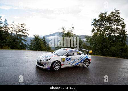 50 BECT Fabrice, MICHAL Arnaud, Team FJ, Alpine A110, Aktion während der Rallye du Mont-Blanc Morzine 2021, 4. Runde des Championnat de France des Rallye 2021, vom 2. Bis 4. September in Morzine, Frankreich - Foto Grégory Lenormand / DPPI Stockfoto