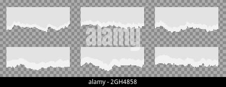 Satz zerrissene Blätter. Vektordarstellung auf transparentem Hintergrund isoliert Stock Vektor