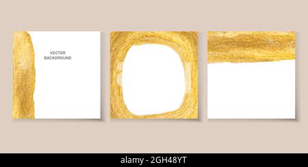 Trendige Vektorset für Social Media, Social Network Stories und Post, mobile Apps, Banner-Design, Web-Anzeigen. Vorlage geometrische goldene Aquarell Stock Vektor