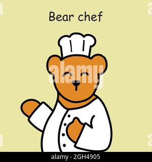 Handgezeichneter Bär Kochen Cartoon Stock Vektor