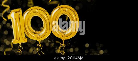 Goldene Luftballons mit Kopierraum - Nummer 100 Stockfoto