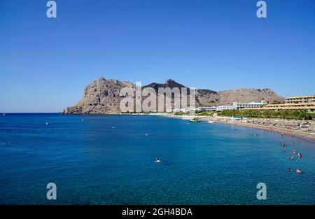 Malerischer kolymbia Strand auf rhodos Insel in griechenland Stockfoto