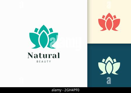 Das Blumenlogo steht für das Gesundheits- und Schönheitslogo in einfacher abstrakter Form Stock Vektor