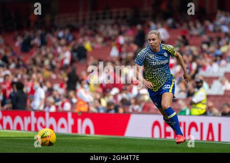 London, Großbritannien. September 2021. Jonna Andersson (25 Chelsea) vor dem Barclays FA Super League-Spiel der Frauen zwischen Arsenal und Chelsea im Emirates Stadium in London, England. Kredit: SPP Sport Pressefoto. /Alamy Live News Stockfoto