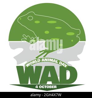 Frosch Hintergrund, Welt Tier Tag, speichern Tierwelt Umweltschutz, wad 4 Oktober, T-Shirt und Poster Design Stock Vektor