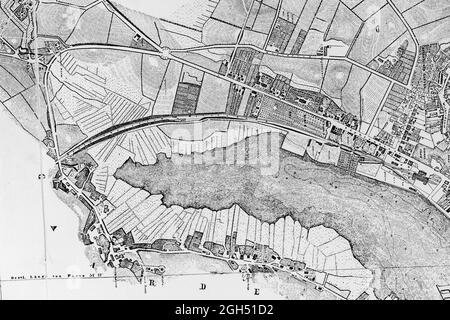 Detail der historischen Karte von Kiel und Umgebung im Jahr 1853, Maßstab 1:5000 Fuss, Schleswig-Holstein, Norddeutschland, Europa Stockfoto