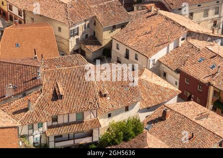 Dächer in der Stadt Pancorbo, Burgos, Spanien Stockfoto