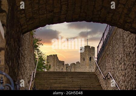 Himmel im Feuer von Rochester Castle Stockfoto