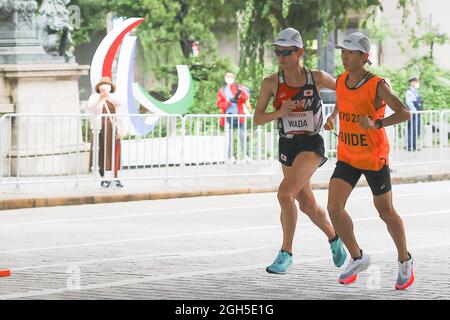 Tokio, Japan. September 2021. Tokio 2020, Paralympischer Marathon, Rennen im Stadtzentrum. Athleten aus Japan (JPN). Der 13. Und letzte Tag der Paralympics. Am 5. September 2021 in Tokio, Japan. (Foto von Kazuki Oishi/Sipa USA) Quelle: SIPA USA/Alamy Live News Stockfoto
