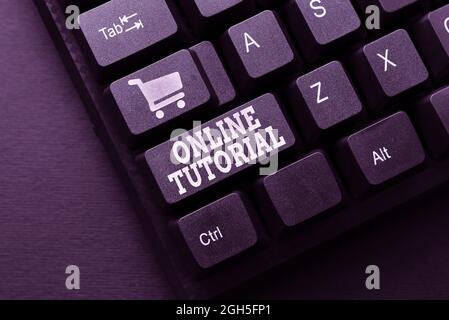 Inspiration zeigt Zeichen Online-Tutorial. Geschäftsidee Prozess der Nachhilfe in einer Online- oder virtuellen Umgebung Senden neuer Nachrichten Online, Erstellen Stockfoto