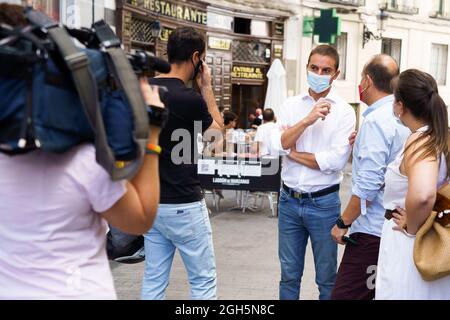 Madrid, Spanien. September 2021. Juan Lobato PSOE (spanische Sozialistische Arbeiterpartei) Sprecher in der Madrider Versammlung während der offiziellen Präsentation seiner Kandidatur, bei den Vorwahlen für den Generalsekretär der PSOE in Madrid zu kandidieren. Kredit: SOPA Images Limited/Alamy Live Nachrichten Stockfoto