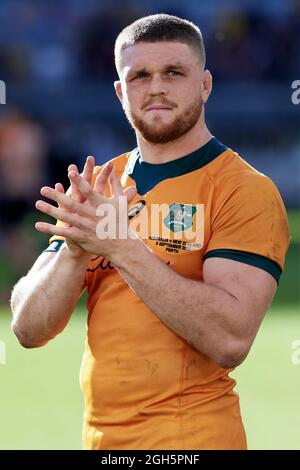 Perth, Australien, 5. September 2021. Lachlan Swinton von den Wallabies nach dem Rugby Championship und Bledisloe Cup Spiel zwischen den australischen Wallabies und den neuseeländischen All Blacks. Quelle: Graham Conaty/Speed Media/Alamy Live News Stockfoto