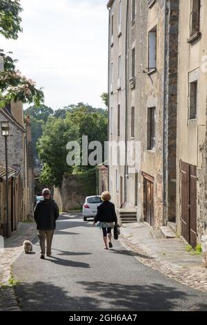 Historische Stadt Fresnay-sur-Sarthe, Normandie, Frankreich Stockfoto