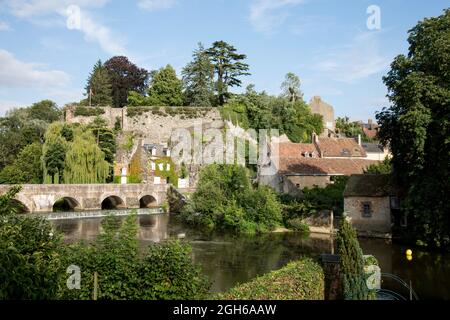 Historische Stadt Fresnay-sur-Sarthe, Normandie, Frankreich Stockfoto