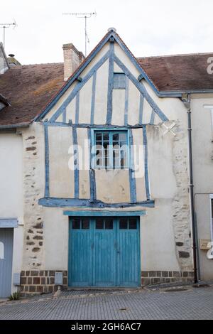 Historische Stadt Fresnay-sur-Sarthe, Normandie, Frankreich Stockfoto