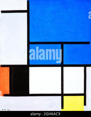 Komposition mit großer blauer Fläche, Rot, Schwarz, Gelb und Grau von Piet Mondrian (Mondriaan) (1872-1944), Öl auf Leinwand, 1921 Stockfoto