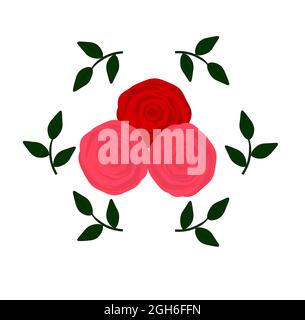Abbildung von drei Rosen auf weißem Hintergrund Stock Vektor